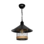 GLOBOSTAR® GLORA 201-0090 Vintage Κρεμαστό Φωτιστικό Οροφής με Ντουί 1 x E27 AC 220-240V IP20 - Μαύρο & Μπεζ - Μ30 x Π30 x Υ29cm - Image 4