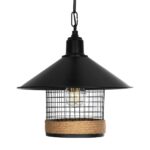 GLOBOSTAR® GLORA 201-0090 Vintage Κρεμαστό Φωτιστικό Οροφής με Ντουί 1 x E27 AC 220-240V IP20 - Μαύρο & Μπεζ - Μ30 x Π30 x Υ29cm - Image 5