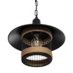 GLOBOSTAR® GLORA 201-0090 Vintage Κρεμαστό Φωτιστικό Οροφής με Ντουί 1 x E27 AC 220-240V IP20 - Μαύρο & Μπεζ - Μ30 x Π30 x Υ29cm - Image 6