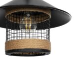 GLOBOSTAR® GLORA 201-0090 Vintage Κρεμαστό Φωτιστικό Οροφής με Ντουί 1 x E27 AC 220-240V IP20 - Μαύρο & Μπεζ - Μ30 x Π30 x Υ29cm - Image 8