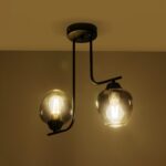 GLOBOSTAR® GLOSSA 201-0091 Vintage Φωτιστικό Οροφής με Ντουί 2 x E27 AC 220-240V IP20 - Μαύρο & Μαύρο Φιμέ - Μ40 x Π15 x Υ17cm - Image 3