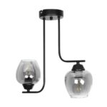 GLOBOSTAR® GLOSSA 201-0091 Vintage Φωτιστικό Οροφής με Ντουί 2 x E27 AC 220-240V IP20 - Μαύρο & Μαύρο Φιμέ - Μ40 x Π15 x Υ17cm - Image 4