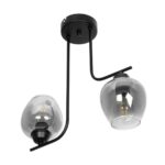 GLOBOSTAR® GLOSSA 201-0091 Vintage Φωτιστικό Οροφής με Ντουί 2 x E27 AC 220-240V IP20 - Μαύρο & Μαύρο Φιμέ - Μ40 x Π15 x Υ17cm - Image 5