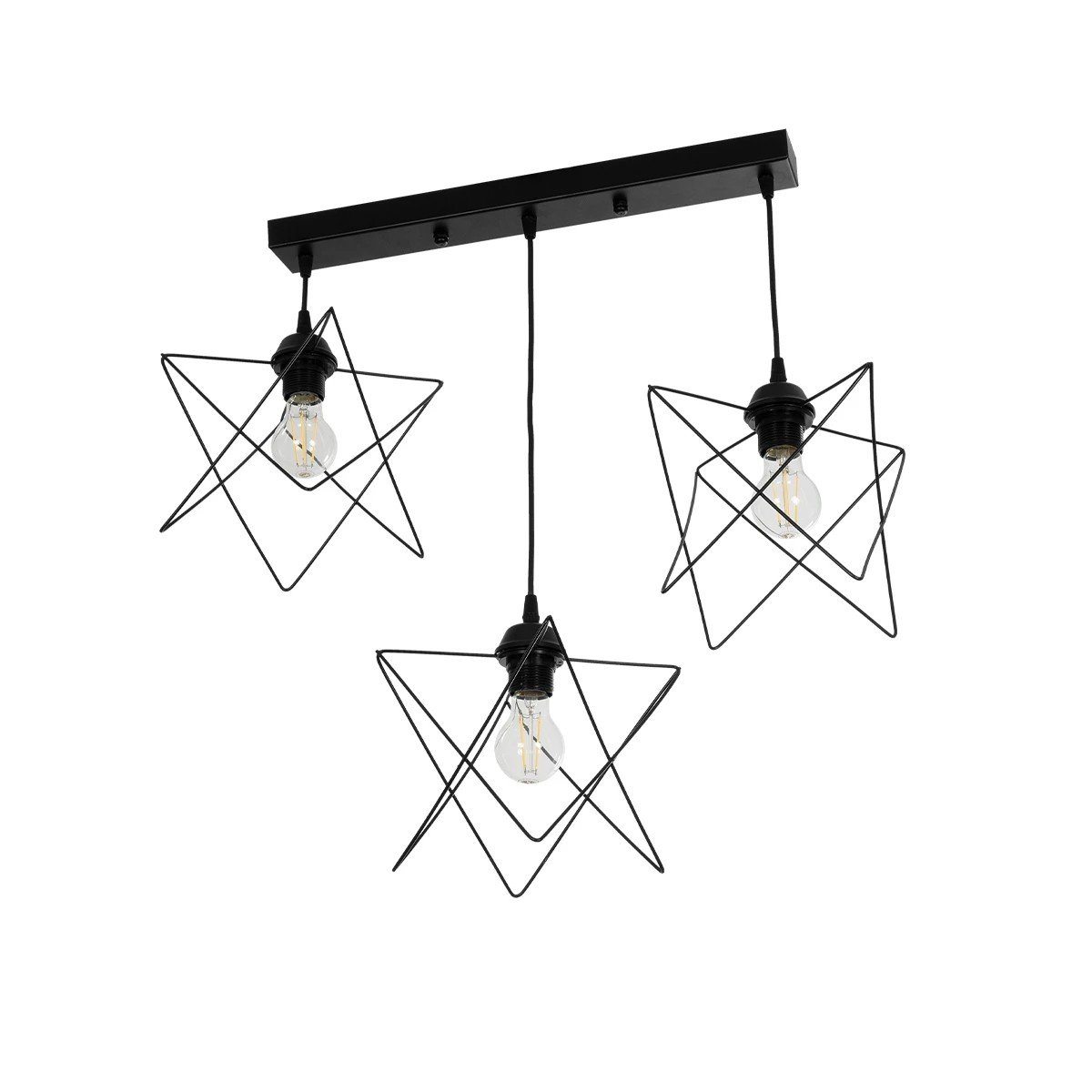 201_0092_0 GLOBOSTAR® GLIND 201-0092 Vintage Κρεμαστό Φωτιστικό Οροφής με Ντουί 3 x E27 AC 220-240V IP20 - Μαύρο - Μ67 x Π24 x Υ55cm - Image 1