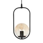 GLOBOSTAR® ZENITH 201-0093 Vintage Κρεμαστό Φωτιστικό Οροφής με Ντουί 1 x E27 AC 220-240V IP20 - Μαύρο & Μελί - Μ18 x Π15 x Υ38cm - Image 4