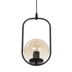 GLOBOSTAR® ZENITH 201-0093 Vintage Κρεμαστό Φωτιστικό Οροφής με Ντουί 1 x E27 AC 220-240V IP20 - Μαύρο & Μελί - Μ18 x Π15 x Υ38cm - Image 5