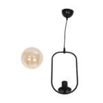 GLOBOSTAR® ZENITH 201-0093 Vintage Κρεμαστό Φωτιστικό Οροφής με Ντουί 1 x E27 AC 220-240V IP20 - Μαύρο & Μελί - Μ18 x Π15 x Υ38cm - Image 9