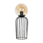 GLOBOSTAR® ZENITH 201-0094 Vintage Επιτραπέζιο Φωτιστικό Πορτατίφ με Ντουί 1 x E27 AC 220-240V IP20 - Μαύρο & Μελί - Μ15 x Π15 x Υ40cm - Image 4