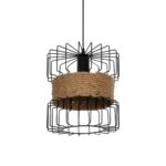 GLOBOSTAR® ORB 201-0096 Vintage Κρεμαστό Φωτιστικό Οροφής με Ντουί 1 x E27 AC 220-240V IP20 - Μαύρο & Μπεζ - Μ27 x Π27 x Υ31cm