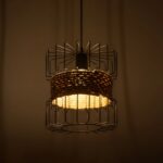 GLOBOSTAR® ORB 201-0096 Vintage Κρεμαστό Φωτιστικό Οροφής με Ντουί 1 x E27 AC 220-240V IP20 - Μαύρο & Μπεζ - Μ27 x Π27 x Υ31cm - Image 3