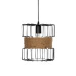 GLOBOSTAR® ORB 201-0096 Vintage Κρεμαστό Φωτιστικό Οροφής με Ντουί 1 x E27 AC 220-240V IP20 - Μαύρο & Μπεζ - Μ27 x Π27 x Υ31cm - Image 5