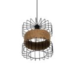 GLOBOSTAR® ORB 201-0096 Vintage Κρεμαστό Φωτιστικό Οροφής με Ντουί 1 x E27 AC 220-240V IP20 - Μαύρο & Μπεζ - Μ27 x Π27 x Υ31cm - Image 6