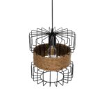 GLOBOSTAR® ORB 201-0096 Vintage Κρεμαστό Φωτιστικό Οροφής με Ντουί 1 x E27 AC 220-240V IP20 - Μαύρο & Μπεζ - Μ27 x Π27 x Υ31cm - Image 7