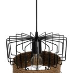 GLOBOSTAR® ORB 201-0096 Vintage Κρεμαστό Φωτιστικό Οροφής με Ντουί 1 x E27 AC 220-240V IP20 - Μαύρο & Μπεζ - Μ27 x Π27 x Υ31cm - Image 9