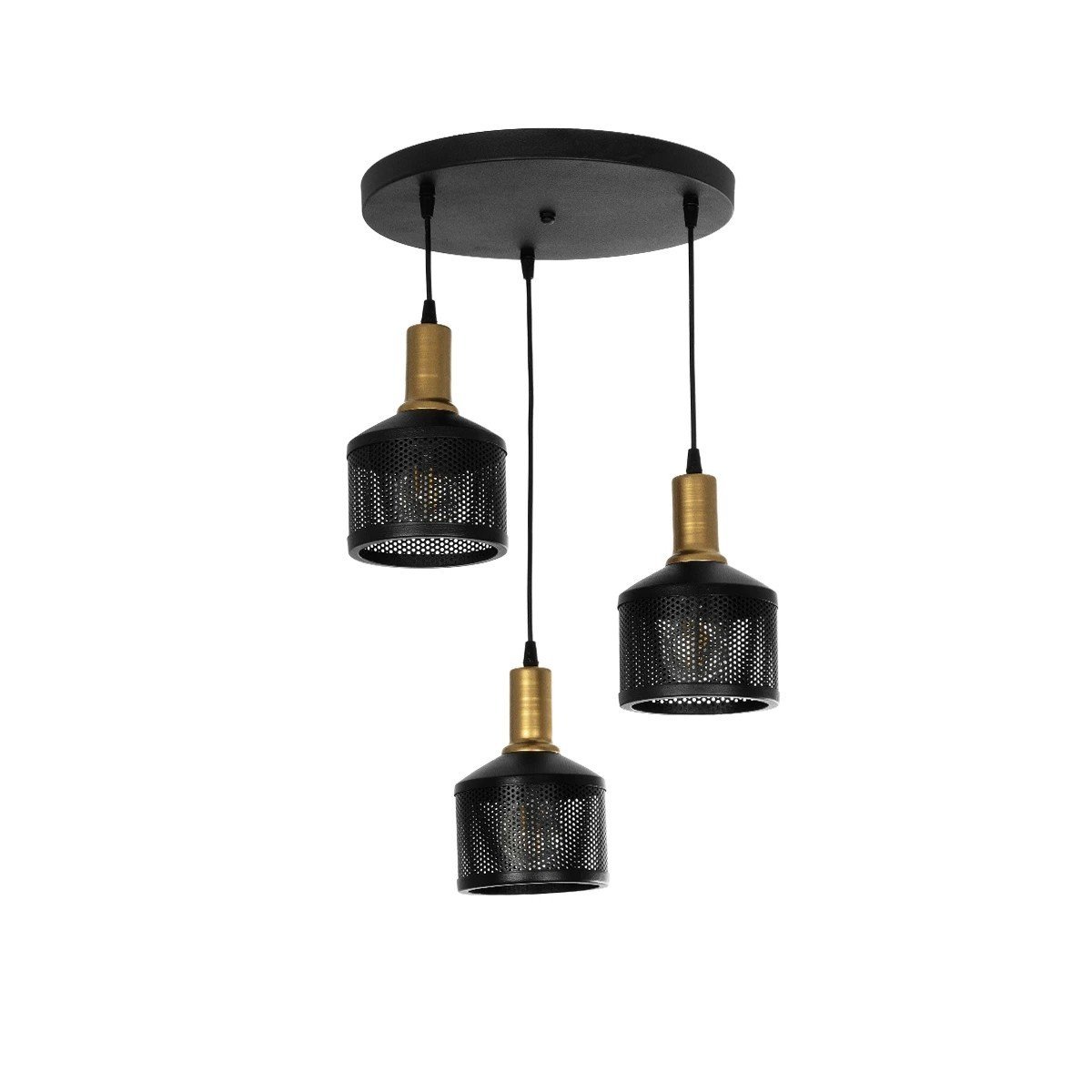 201_0097_0 GLOBOSTAR® RADIANT 201-0097 Vintage Κρεμαστό Φωτιστικό Οροφής με Ντουί 3 x E27 AC 220-240V IP20 - Μαύρο & Χρυσό - Μ38 x Π38 x Υ50cm - Image 1