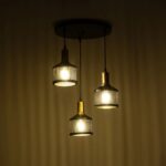 GLOBOSTAR® RADIANT 201-0097 Vintage Κρεμαστό Φωτιστικό Οροφής με Ντουί 3 x E27 AC 220-240V IP20 - Μαύρο & Χρυσό - Μ38 x Π38 x Υ50cm - Image 3