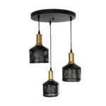 GLOBOSTAR® RADIANT 201-0097 Vintage Κρεμαστό Φωτιστικό Οροφής με Ντουί 3 x E27 AC 220-240V IP20 - Μαύρο & Χρυσό - Μ38 x Π38 x Υ50cm - Image 4