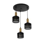 GLOBOSTAR® RADIANT 201-0097 Vintage Κρεμαστό Φωτιστικό Οροφής με Ντουί 3 x E27 AC 220-240V IP20 - Μαύρο & Χρυσό - Μ38 x Π38 x Υ50cm - Image 5