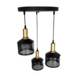 GLOBOSTAR® RADIANT 201-0097 Vintage Κρεμαστό Φωτιστικό Οροφής με Ντουί 3 x E27 AC 220-240V IP20 - Μαύρο & Χρυσό - Μ38 x Π38 x Υ50cm - Image 6