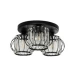 GLOBOSTAR® ILLUME 201-0100 Vintage Φωτιστικό Οροφής με Ντουί 3 x E27 AC 220-240V IP20 - Μαύρο & Διάφανο - Μ50 x Π50 x Υ19cm