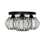 GLOBOSTAR® ILLUME 201-0100 Vintage Φωτιστικό Οροφής με Ντουί 3 x E27 AC 220-240V IP20 - Μαύρο & Διάφανο - Μ50 x Π50 x Υ19cm - Image 4