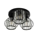 GLOBOSTAR® ILLUME 201-0100 Vintage Φωτιστικό Οροφής με Ντουί 3 x E27 AC 220-240V IP20 - Μαύρο & Διάφανο - Μ50 x Π50 x Υ19cm - Image 5