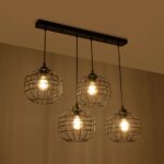 GLOBOSTAR® PULSAR 201-0103 Vintage Κρεμαστό Φωτιστικό Οροφής με Ντουί 4 x E27 AC 220-240V IP20 - Μαύρο - Μ80 x Π22 x Υ46cm - Image 3