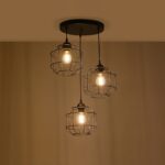 GLOBOSTAR® RAYNO 201-0108 Vintage Κρεμαστό Φωτιστικό Οροφής με Ντουί 3 x E27 AC 220-240V IP20 - Μαύρο - Μ42 x Π42 x Υ60cm - Image 3