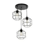 GLOBOSTAR® RAYNO 201-0108 Vintage Κρεμαστό Φωτιστικό Οροφής με Ντουί 3 x E27 AC 220-240V IP20 - Μαύρο - Μ42 x Π42 x Υ60cm - Image 5