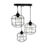 GLOBOSTAR® RAYNO 201-0108 Vintage Κρεμαστό Φωτιστικό Οροφής με Ντουί 3 x E27 AC 220-240V IP20 - Μαύρο - Μ42 x Π42 x Υ60cm - Image 6