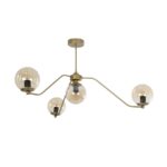 GLOBOSTAR® SUNRAY 201-0110 Vintage Φωτιστικό Οροφής με Ντουί 4 x E27 AC 220-240V IP20 - Χρυσό & Μελί - Μ100 x Π100 x Υ26cm