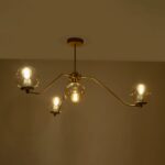 GLOBOSTAR® SUNRAY 201-0110 Vintage Φωτιστικό Οροφής με Ντουί 4 x E27 AC 220-240V IP20 - Χρυσό & Μελί - Μ100 x Π100 x Υ26cm - Image 3