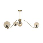 GLOBOSTAR® SUNRAY 201-0110 Vintage Φωτιστικό Οροφής με Ντουί 4 x E27 AC 220-240V IP20 - Χρυσό & Μελί - Μ100 x Π100 x Υ26cm - Image 4