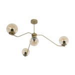 GLOBOSTAR® SUNRAY 201-0110 Vintage Φωτιστικό Οροφής με Ντουί 4 x E27 AC 220-240V IP20 - Χρυσό & Μελί - Μ100 x Π100 x Υ26cm - Image 5