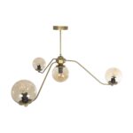 GLOBOSTAR® SUNRAY 201-0110 Vintage Φωτιστικό Οροφής με Ντουί 4 x E27 AC 220-240V IP20 - Χρυσό & Μελί - Μ100 x Π100 x Υ26cm - Image 6