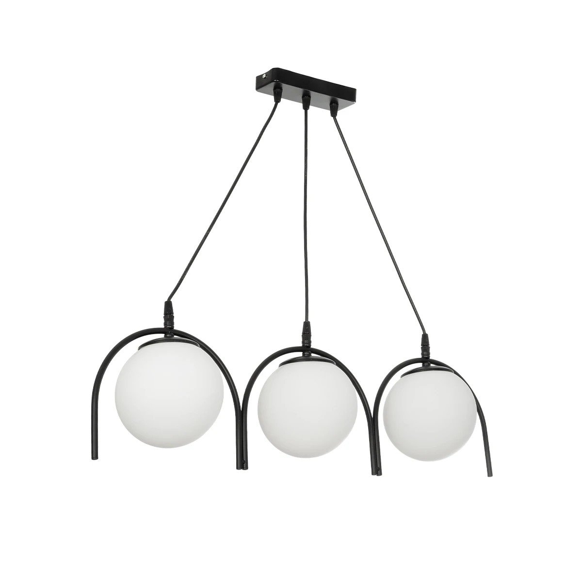 201_0111_0 GLOBOSTAR® FLASHO 201-0111 Vintage Κρεμαστό Φωτιστικό Οροφής με Ντουί 3 x E27 AC 220-240V IP20 - Μαύρο & Λευκό - Μ73 x Π15 x Υ23cm - Image 1