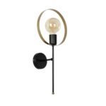 GLOBOSTAR® SOPA 201-0120 Μοντέρνο Φωτιστικό Τοίχου - Απλίκα με Ντουί 1 x E27 AC 220-240V IP20 - Μαύρο & Χρυσό - Μ23 x Π15 x Υ51cm