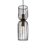 GLOBOSTAR® LAVERA 201-0124 Vintage Κρεμαστό Φωτιστικό Οροφής με Ντουί 1 x E27 AC 220-240V IP20 - Μαύρο & Μπρούτζινο - Μ14 x Π14 x Υ44cm