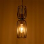 GLOBOSTAR® LAVERA 201-0124 Vintage Κρεμαστό Φωτιστικό Οροφής με Ντουί 1 x E27 AC 220-240V IP20 - Μαύρο & Μπρούτζινο - Μ14 x Π14 x Υ44cm - Image 3