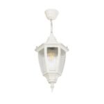 GLOBOSTAR® ENGLAND 202-0014 Vintage Κρεμαστό Φωτιστικό Οροφής με Ντουί 1 x E27 AC 220-240V IP44 - Λευκό - Μ20 x Π20 x Υ35cm