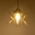 GLOBOSTAR® PLEX 202-0037 Μοντέρνο Κρεμαστό Φωτιστικό Οροφής με Ντουί 1 x E27 AC 220-240V IP20 - Χρυσό & Διάφανο - Μ25 x Π25 x Υ23cm - Image 3