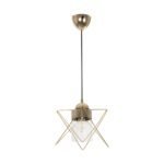 GLOBOSTAR® PLEX 202-0037 Μοντέρνο Κρεμαστό Φωτιστικό Οροφής με Ντουί 1 x E27 AC 220-240V IP20 - Χρυσό & Διάφανο - Μ25 x Π25 x Υ23cm - Image 4