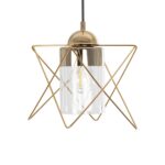 GLOBOSTAR® PLEX 202-0037 Μοντέρνο Κρεμαστό Φωτιστικό Οροφής με Ντουί 1 x E27 AC 220-240V IP20 - Χρυσό & Διάφανο - Μ25 x Π25 x Υ23cm - Image 5
