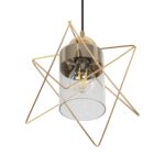 GLOBOSTAR® PLEX 202-0037 Μοντέρνο Κρεμαστό Φωτιστικό Οροφής με Ντουί 1 x E27 AC 220-240V IP20 - Χρυσό & Διάφανο - Μ25 x Π25 x Υ23cm - Image 6