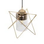 GLOBOSTAR® PLEX 202-0037 Μοντέρνο Κρεμαστό Φωτιστικό Οροφής με Ντουί 1 x E27 AC 220-240V IP20 - Χρυσό & Διάφανο - Μ25 x Π25 x Υ23cm - Image 7