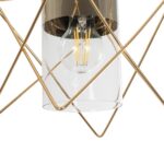 GLOBOSTAR® PLEX 202-0037 Μοντέρνο Κρεμαστό Φωτιστικό Οροφής με Ντουί 1 x E27 AC 220-240V IP20 - Χρυσό & Διάφανο - Μ25 x Π25 x Υ23cm - Image 9