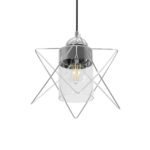 GLOBOSTAR® PLEX 202-0038 Μοντέρνο Κρεμαστό Φωτιστικό Οροφής με Ντουί 1 x E27 AC 220-240V IP20 - Ασημί & Διάφανο - Μ25 x Π25 x Υ23cm