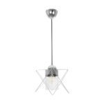 GLOBOSTAR® PLEX 202-0038 Μοντέρνο Κρεμαστό Φωτιστικό Οροφής με Ντουί 1 x E27 AC 220-240V IP20 - Ασημί & Διάφανο - Μ25 x Π25 x Υ23cm - Image 4