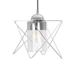 GLOBOSTAR® PLEX 202-0038 Μοντέρνο Κρεμαστό Φωτιστικό Οροφής με Ντουί 1 x E27 AC 220-240V IP20 - Ασημί & Διάφανο - Μ25 x Π25 x Υ23cm - Image 5