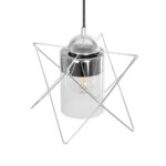 GLOBOSTAR® PLEX 202-0038 Μοντέρνο Κρεμαστό Φωτιστικό Οροφής με Ντουί 1 x E27 AC 220-240V IP20 - Ασημί & Διάφανο - Μ25 x Π25 x Υ23cm - Image 7